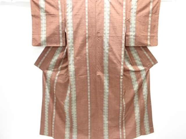 JAPANESE KIMONO / TSUMUGI / WOVEN GEOMETRIC PATTERN 